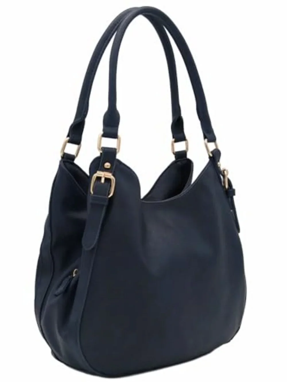 Lightweight 3 Compartment Faux Leather Hobo Bag